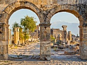 Türkei, Türkische Ägäis, Hierapolis, Hauptstrasse mit Nordtor, antik