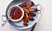 Smoked spare ribs with ketchup