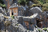 View of ruins Myra and rocks in ancient Lycia, Aegean, Turkey