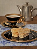 Shortbread with vanilla, lemon and poppy seeds on plate