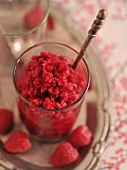 Raspberry dessert in glass