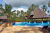 Gazebos and swimming pool in Zanzibar, Tanzania, East Africa