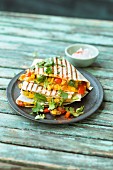 Quesadillas filled with sweetcorn and peppers