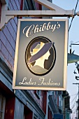 Ladies Fashion Chibby's signboard outside, Nova Scotia, Canada