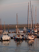 View of boats at port of Spiekeroog, Lower Saxony, Germany