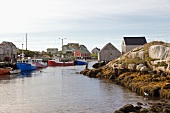 Boats in Peggy's Cove at fishing village, Nova Scotia, Canada