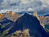 View of Peak Mount Louis and clouds in Alberta, Canada
