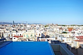 View of cityscape with Infinity Pool and Grand Hotel Central in Barcelona, Spain
