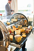 Various cheese on trolley