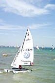View of sailboats in Baltic sea at Scharbeutz, Schleswig Holstein, Germany