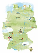 Landkarte, Deutschland, Karte, Die besten Biergärten