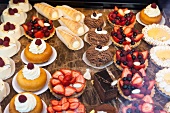 Various pastries in confectionery and cafe Gmeinener at St. Martin's, Freiburg, Germany