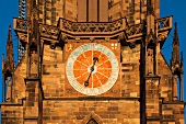 Close-up of munster steeple tower, Munster, Freiburg, Germany