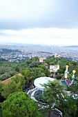 View of amusement park on Tibidabo Mountain in Barcelona, Spain