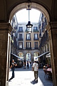 View of tourist at Placa Reial in Barcelona, Spain
