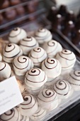 White chocolates with spiral design