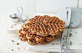 Stack of heart shaped waffles