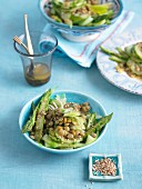 Asparagus salad with lentils and sesame seeds