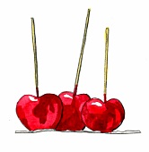 Illustration, kandierte Äpfel, rot, rote, kandiert, Äpfel