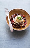 Veal cheeks with spaghetti
