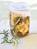Pickled mushrooms with rosemary