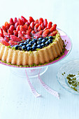 A berry cake with pistachios for Easter
