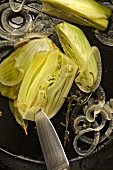 Fennel and onions being fried