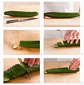 Cucumber being sliced