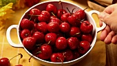 A bowl of washed cherries