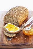Wholegrain bread with apricot jam