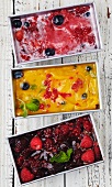 Three Assorted Homemade Sorbets; From Above