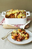 A tomato and cheese pasta bake