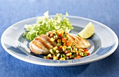 Grilled chicken breast with a sweetcorn salsa