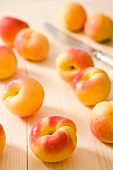 Fresh apricots on a wooden board