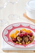 Veal, chickpea, cherry and apricot stew