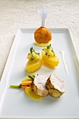 A duo of spring chicken with stuffed potatoes