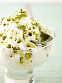 Rosewater mousse with pistachios