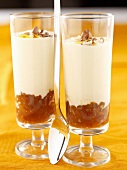 Panna cotta with dates and hazelnuts
