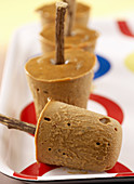 Liquorice ice cream on sticks