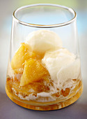 Pineapple compote with pineapple ice cream