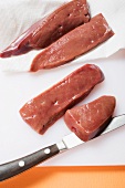 Sliced veal liver