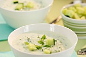 Cold cucumber soup with mint