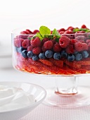 A berry salad with cream