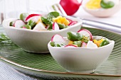 Bean salad with eggs and radishes