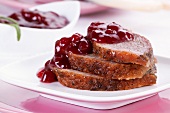 Roast goose breast and cranberry sauce