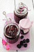 Blackberry jam in jars