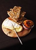 Soft cheese, chutney and wholemeal bread