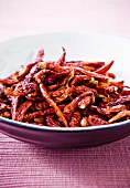 A bowl of dried chilli peppers