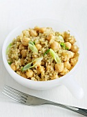 Bowl of Quinoa and Chickpea Salad; Fork