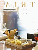 Cheese Sample Plate on a Restaurant Table